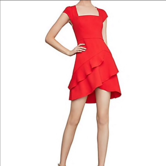 BCBGMAXAZRIA Square-Neck Ruffled Mini Dress - Picture 8 of 8